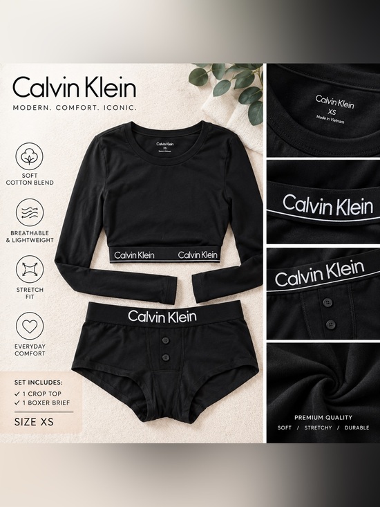 Calvin Klein Other - Calvin Klein Black Crop Top and Boxer Set XS new